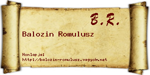 Balozin Romulusz névjegykártya